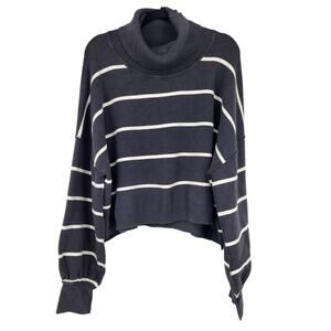 Free People Paulie Striped Turtleneck Long Sleeve Sweater Top Size Large